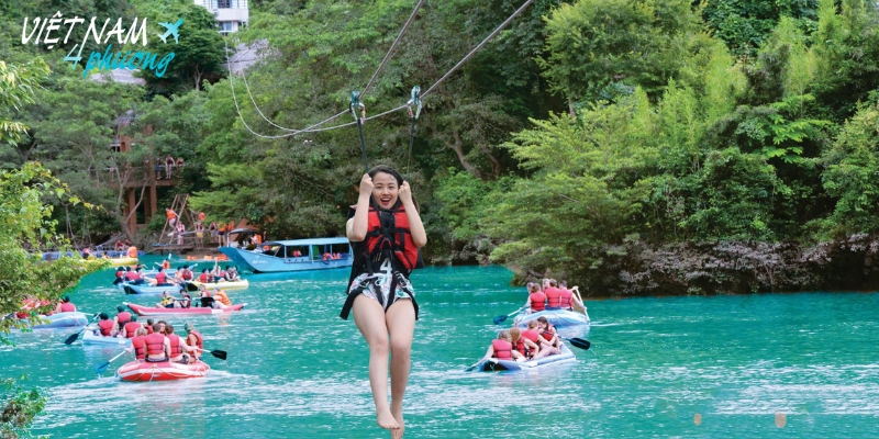 Zipline qua Sông Chày: Thử thách cảm giác mạnh